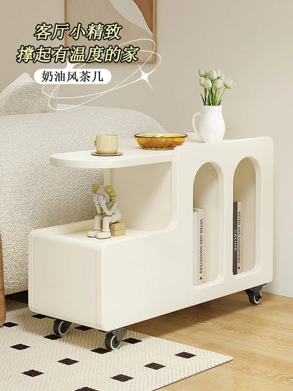 White Storage Coffee Table Simple Pulley Living Room Side Cabinet Nordic Sofa Move Tables Coffe Table Stolik Kawowy Furnitures