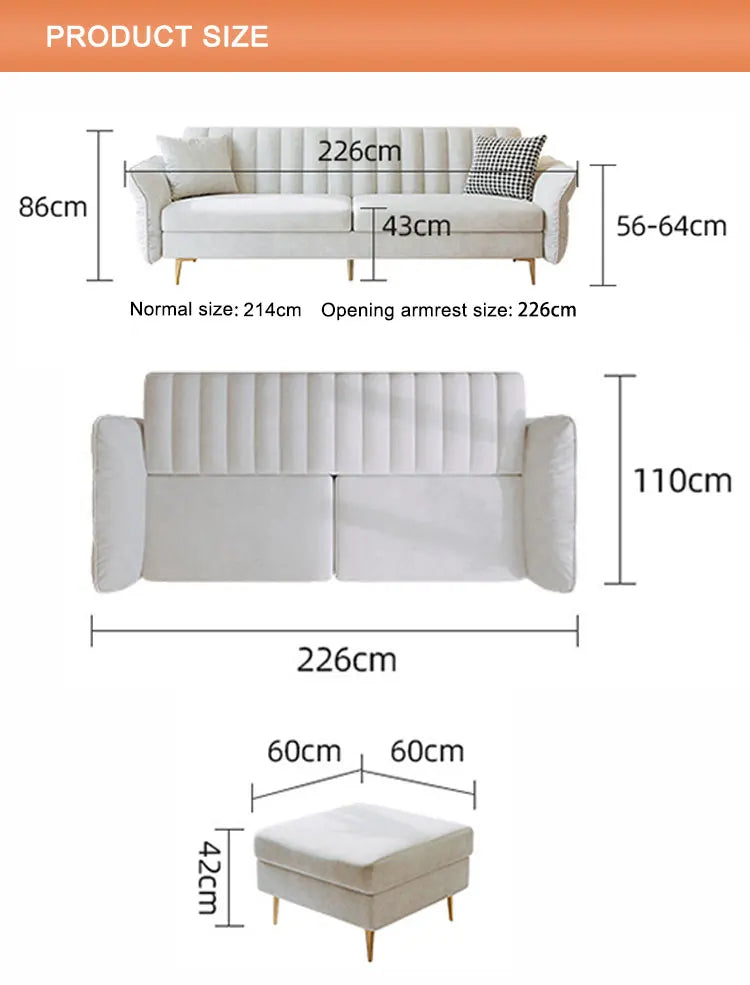 Hot selling luxury Nordic style easy to install pure natural formal-free folding sofa sofa bed